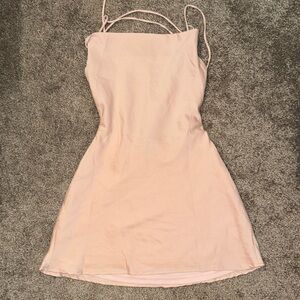 Polyester celena mini dress pink 
PRINCESS POLLY